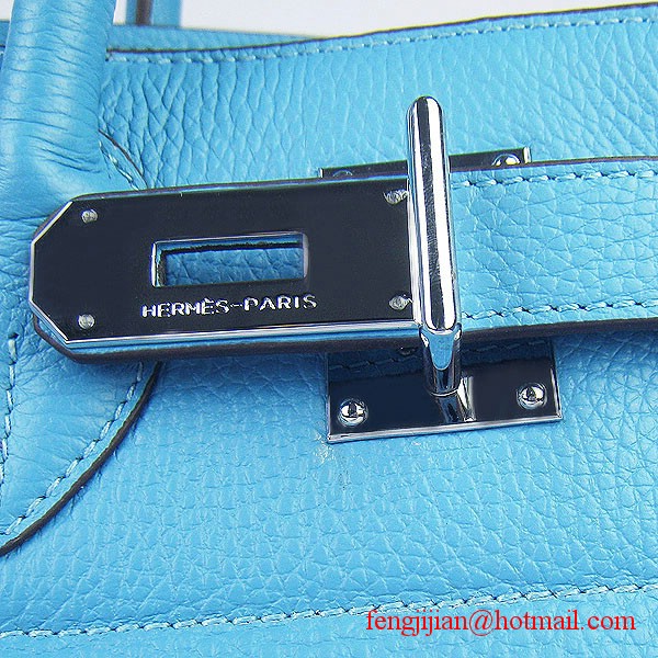 Hermes Birkin 42cm Togo Leather Bag 6109 Light Blue silver padlock